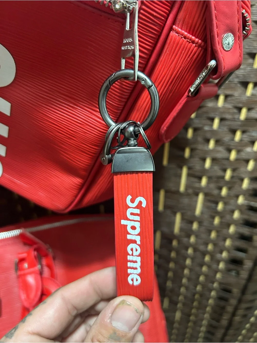 Supreme Red Travel Bag Collection with White Logo